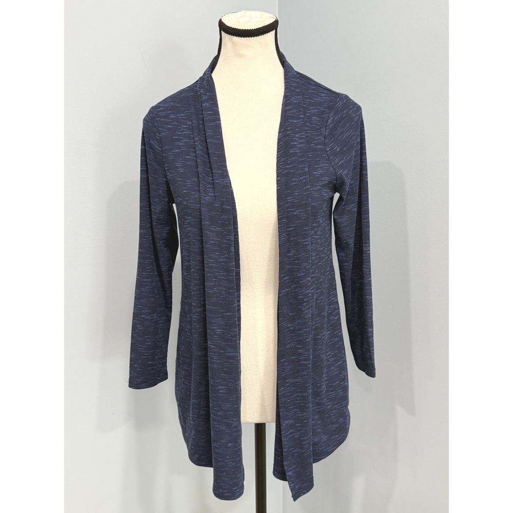 NWT NIC+ZOE Womens XS Dark Indigo Space Dye Open Front Cardigan F231061